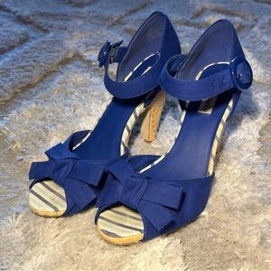 Steve Madden Royal Blue Bow Peep-Toe Heels